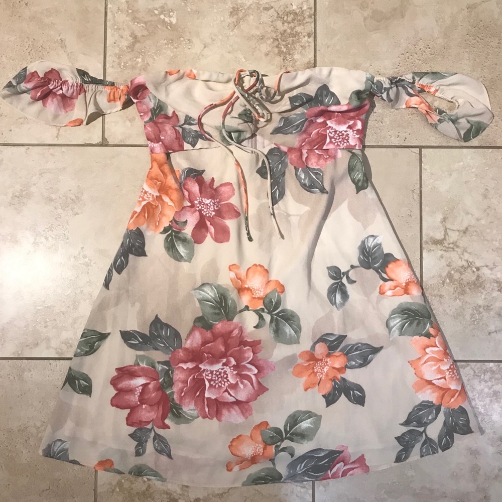 Honey belle floral off the shoulder dress